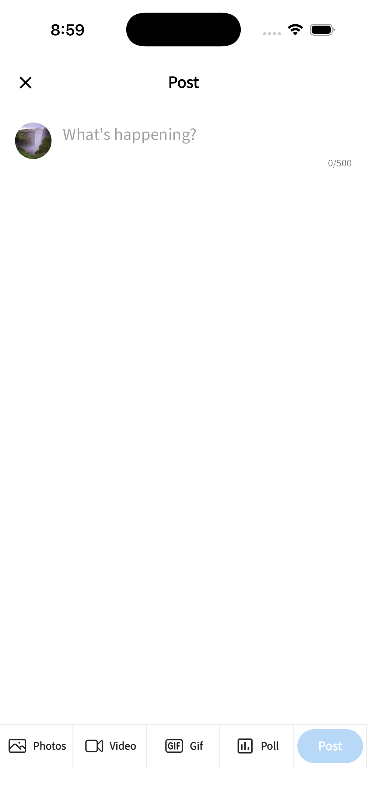 Joovline create post screen